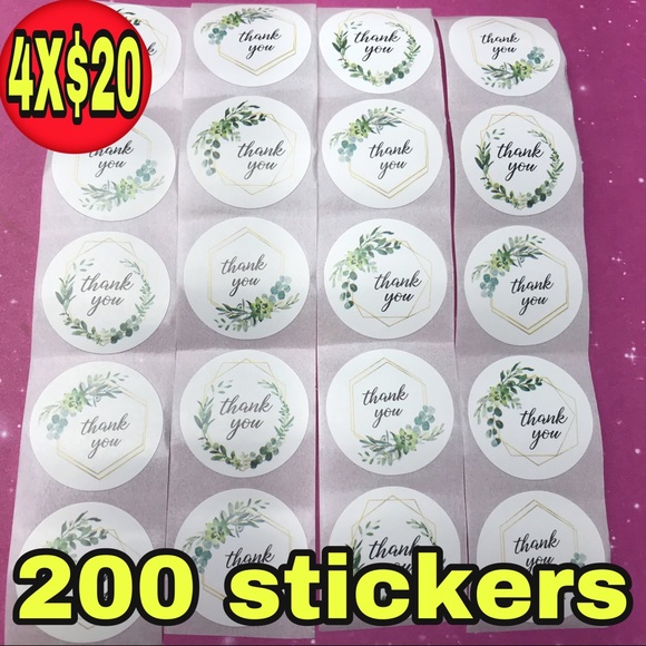 Other - 🌻200 thank you stickers small 1” round 8 designs